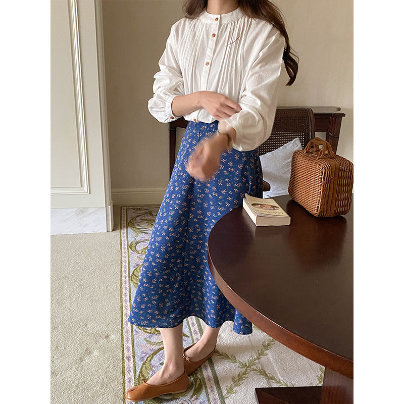 Women's midi skirt with floral pattern and elastic waistband Chic & Stil