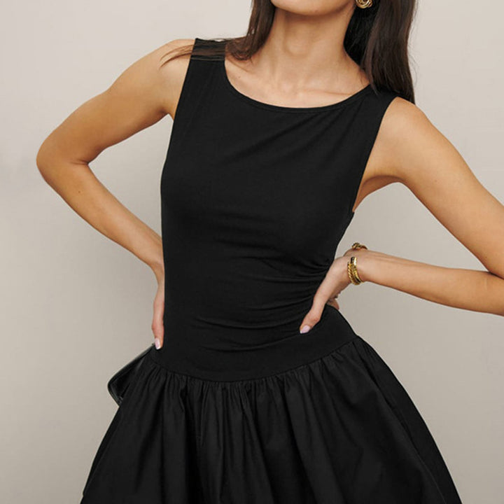 Ladies playful mini dress with flared skirt and fitted top Lune London
