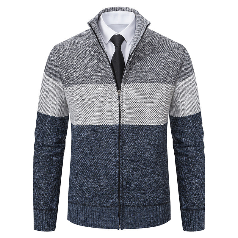 Trendy knit jacket for men with stand-up collar and modern zipper Lune London