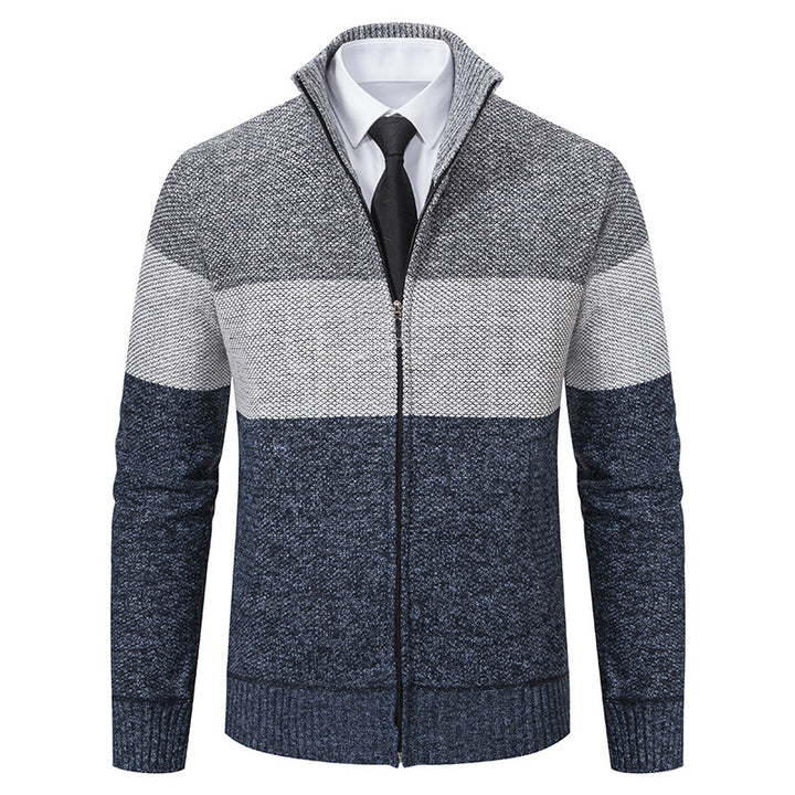 Trendy knit jacket for men with stand-up collar and modern zipper Lune London