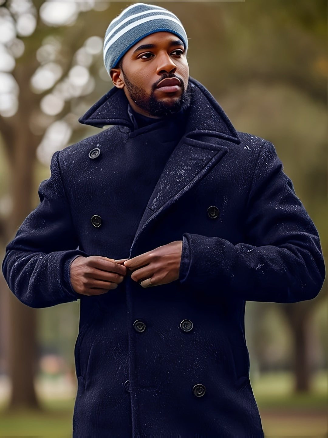 Double-breasted coat for men with high collar Lune London