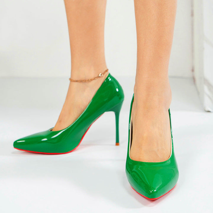Women High-Heeled Pumps with Shiny Patent Finish and Elegant Silhouette Lune London