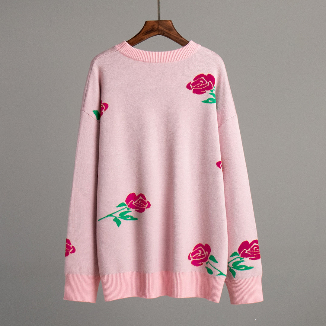Ladies soft knitted sweater with floral pattern Lune London