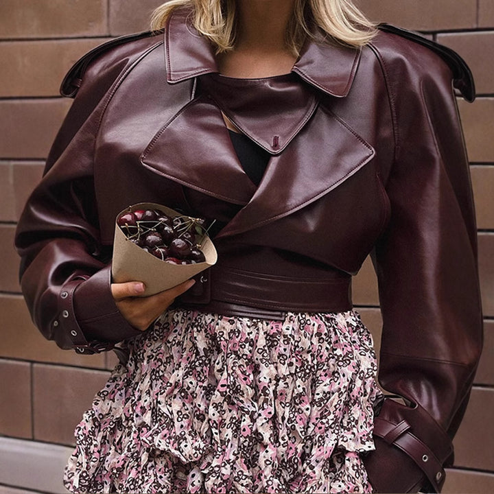 Oversized faux leather jacket for women with belts and new details Lune London