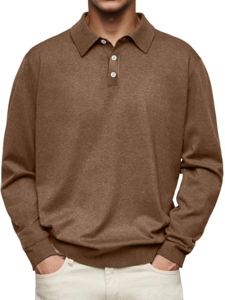 Men's long sleeve polo in soft cotton blend Lune London