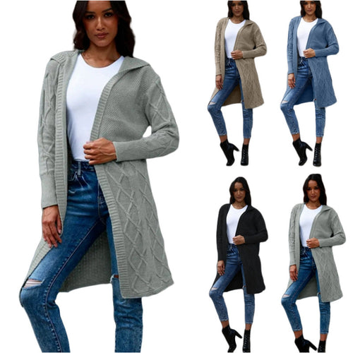 Ladies Chunky Knit Cardigan with Elegant Twisted Pattern Lune London