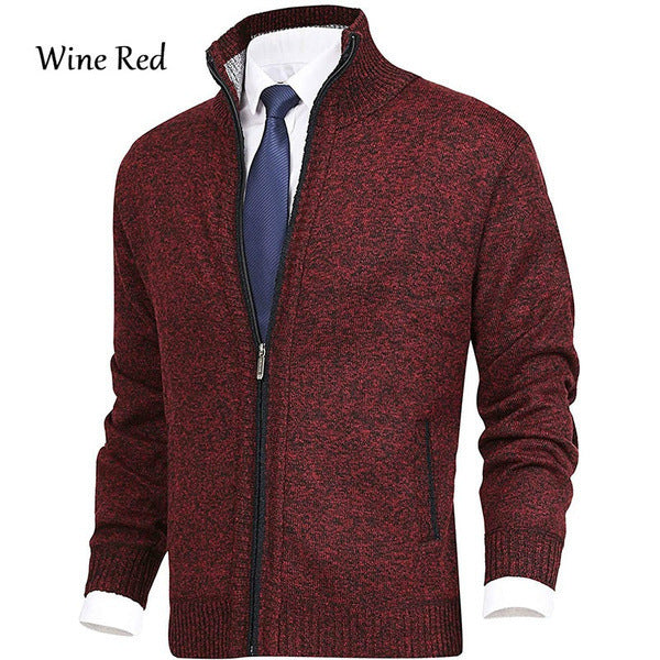 Men's knitted jacket with high collar and zipper Lune London