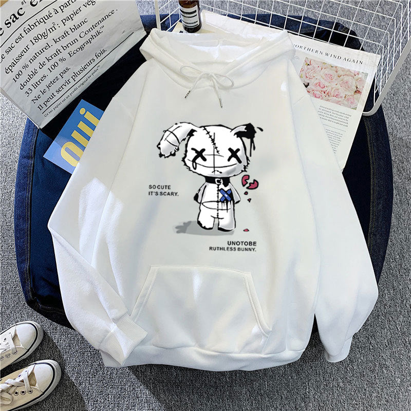 Ladies hooded sweatshirt with unique cartoon design and cozy inner lining Chic & Stil