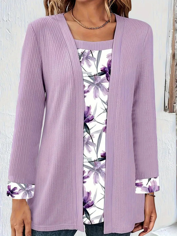 Ladies casual cardigan with floral lining and long sleeves Lune London