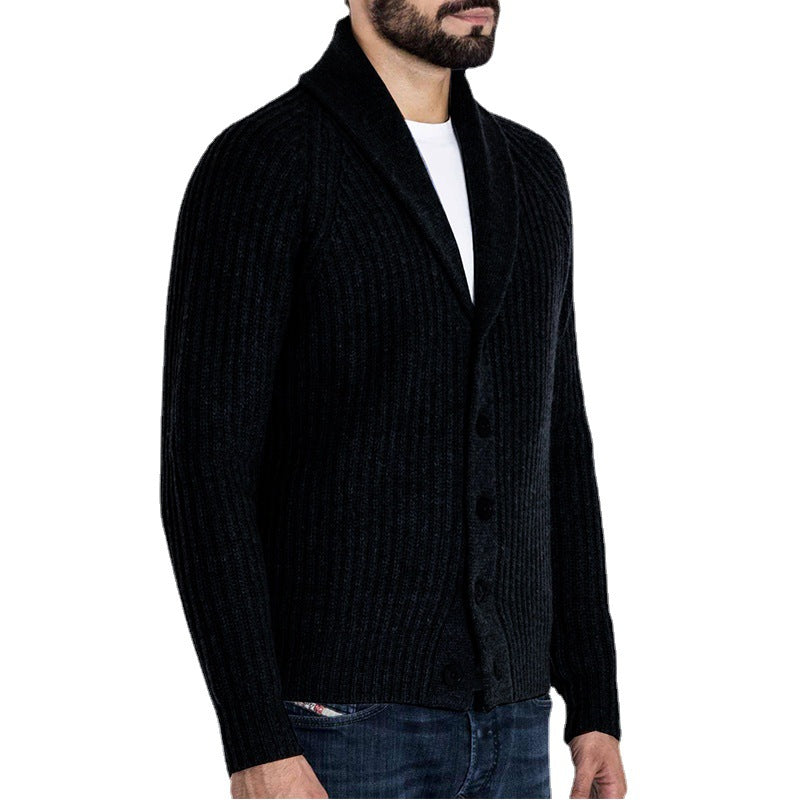 Modern shawl collar knitted jacket for men Lune London