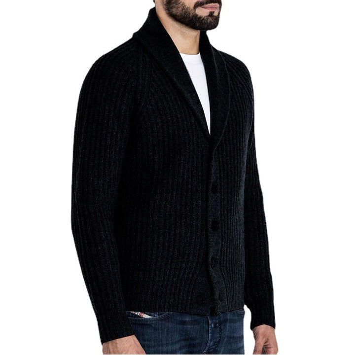 Modern shawl collar knitted jacket for men Lune London