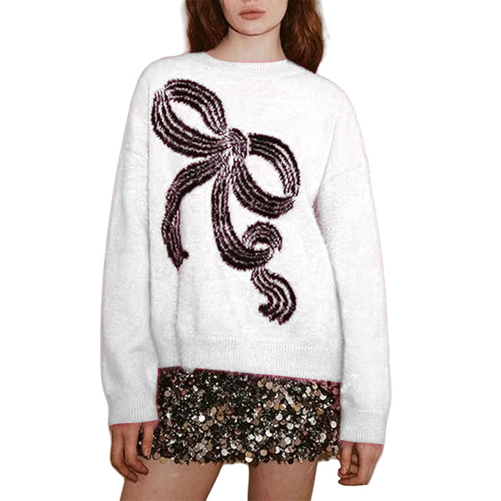 Pull femme avec motif nœud ludique et matière douce Chic & Stil