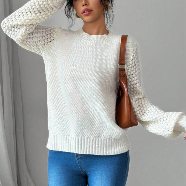 Trendy women's sweater with refined knit details Lune London