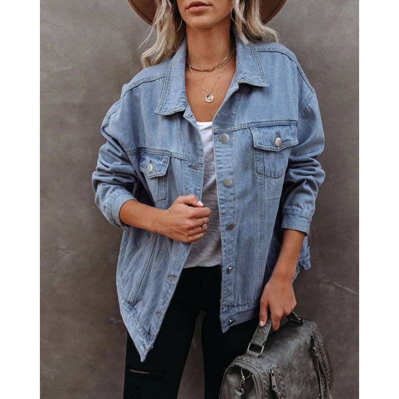Veste en denim surdimensionnée pour femmes avec poches poitrine pratiques Chic & Stil