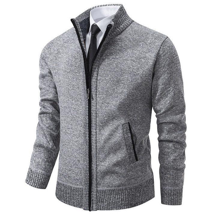 Men's Sporty Cardigan with Stand-Up Collar and Zipper Lune London