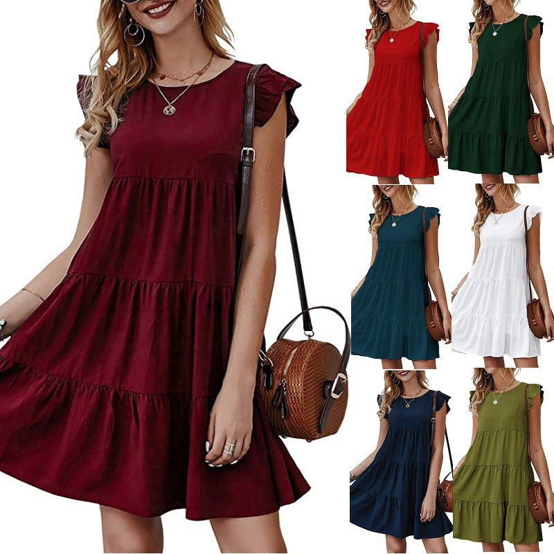 Cotton dress for women with ruffle detail and loose fit Lune London