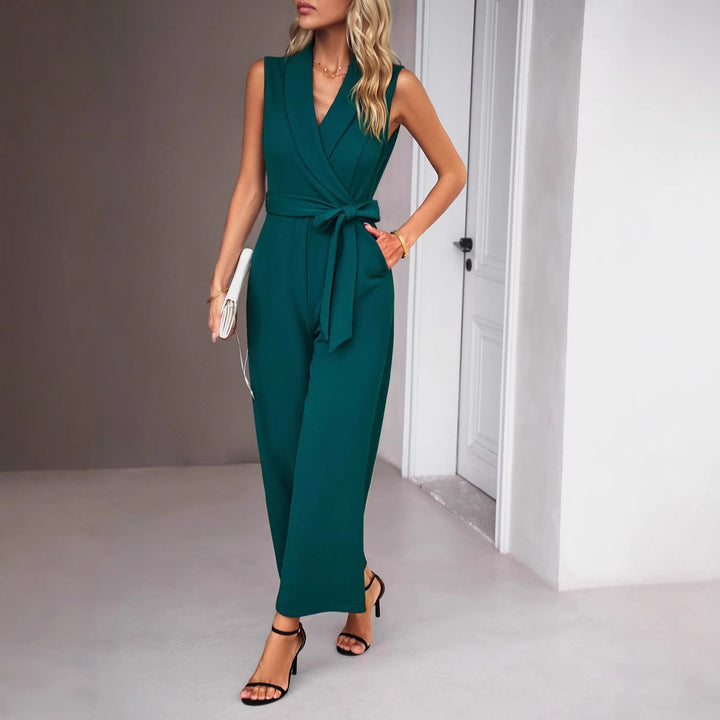 Ladies Elegant Jumpsuit with wrap effect and chic waist belt and style