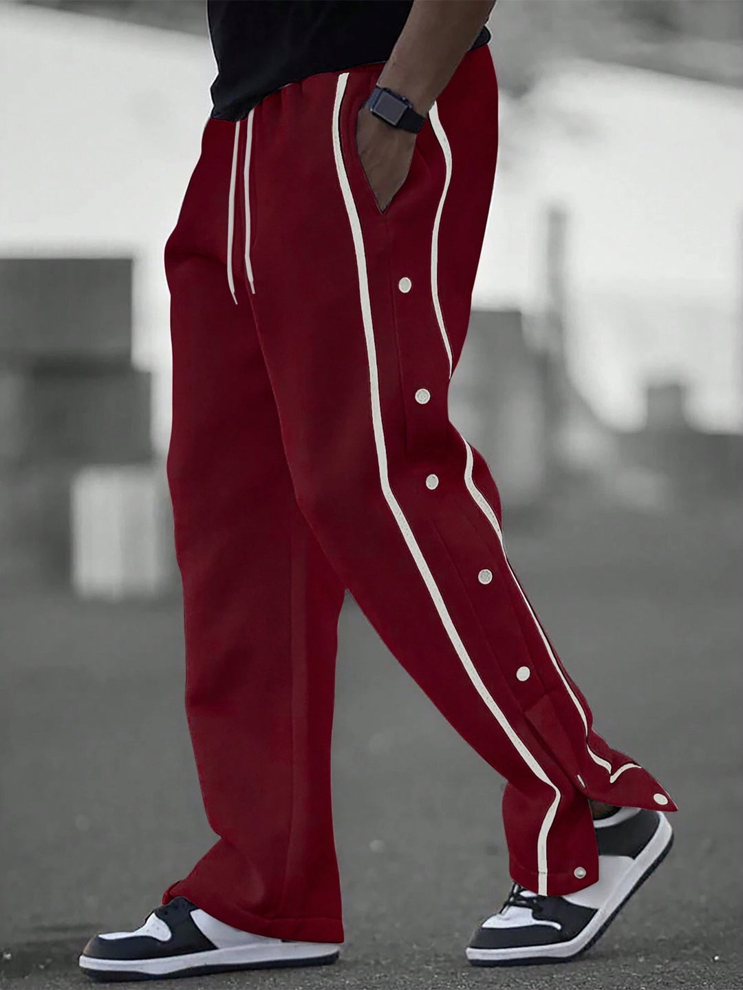 Sporty casual pants for men with side snap buttons Lune London