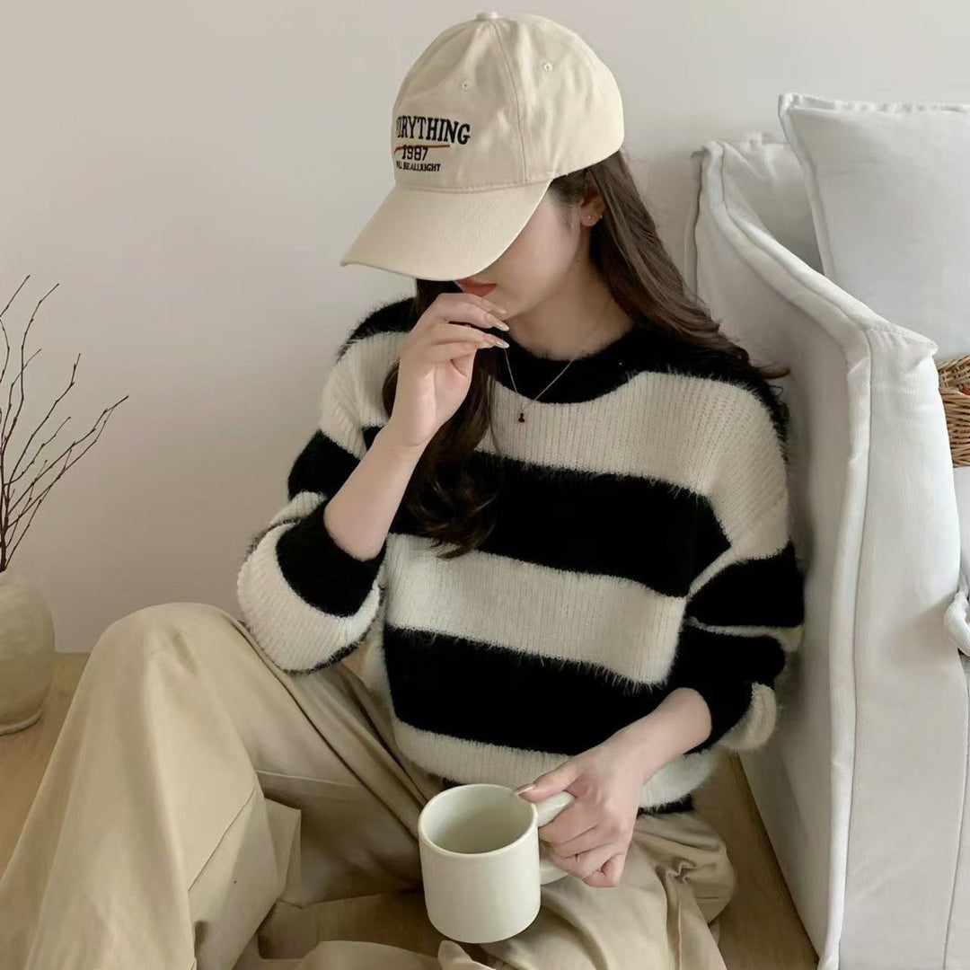 Femmes pull câlin rayé Chic & Stil