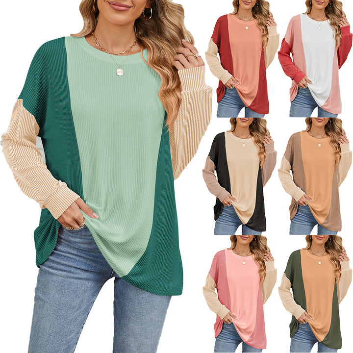Oversized sweater for women with textured ribbed design and modern blocked color accents Lune London