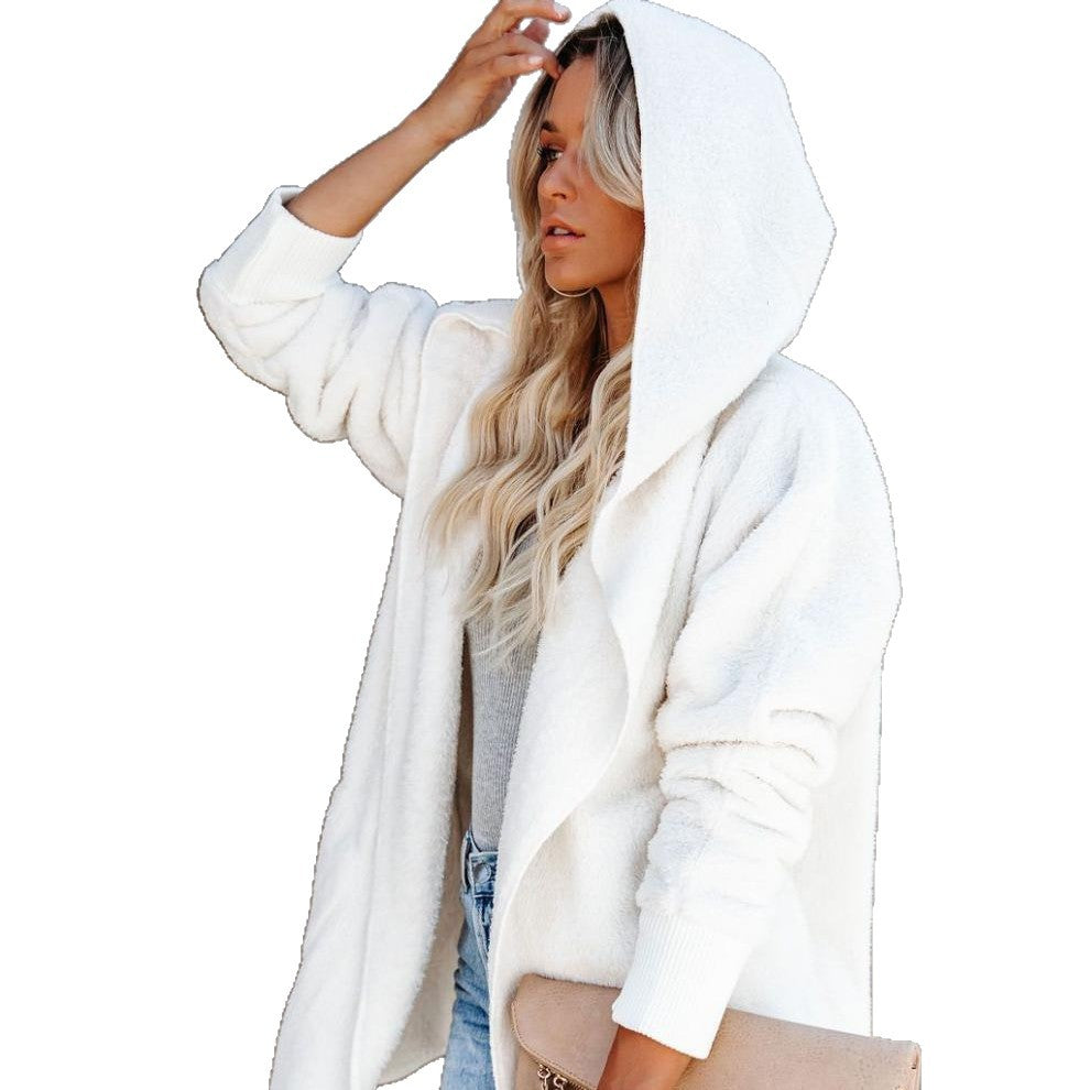 Women Hooded Cozy Jacket in Soft Material Lune London