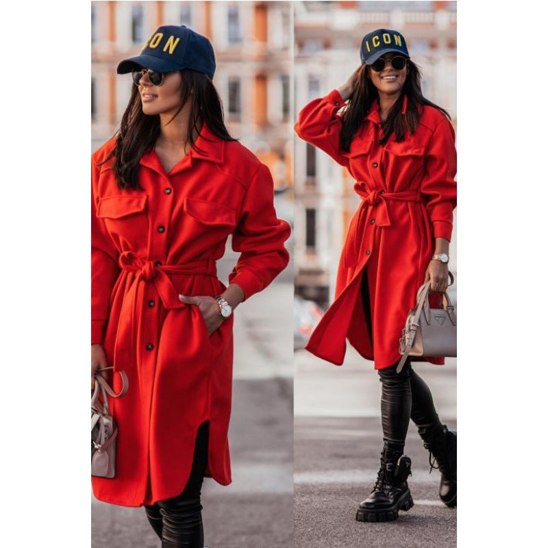 Oversized shirt dress for women with a trendy belt and pockets Lune London