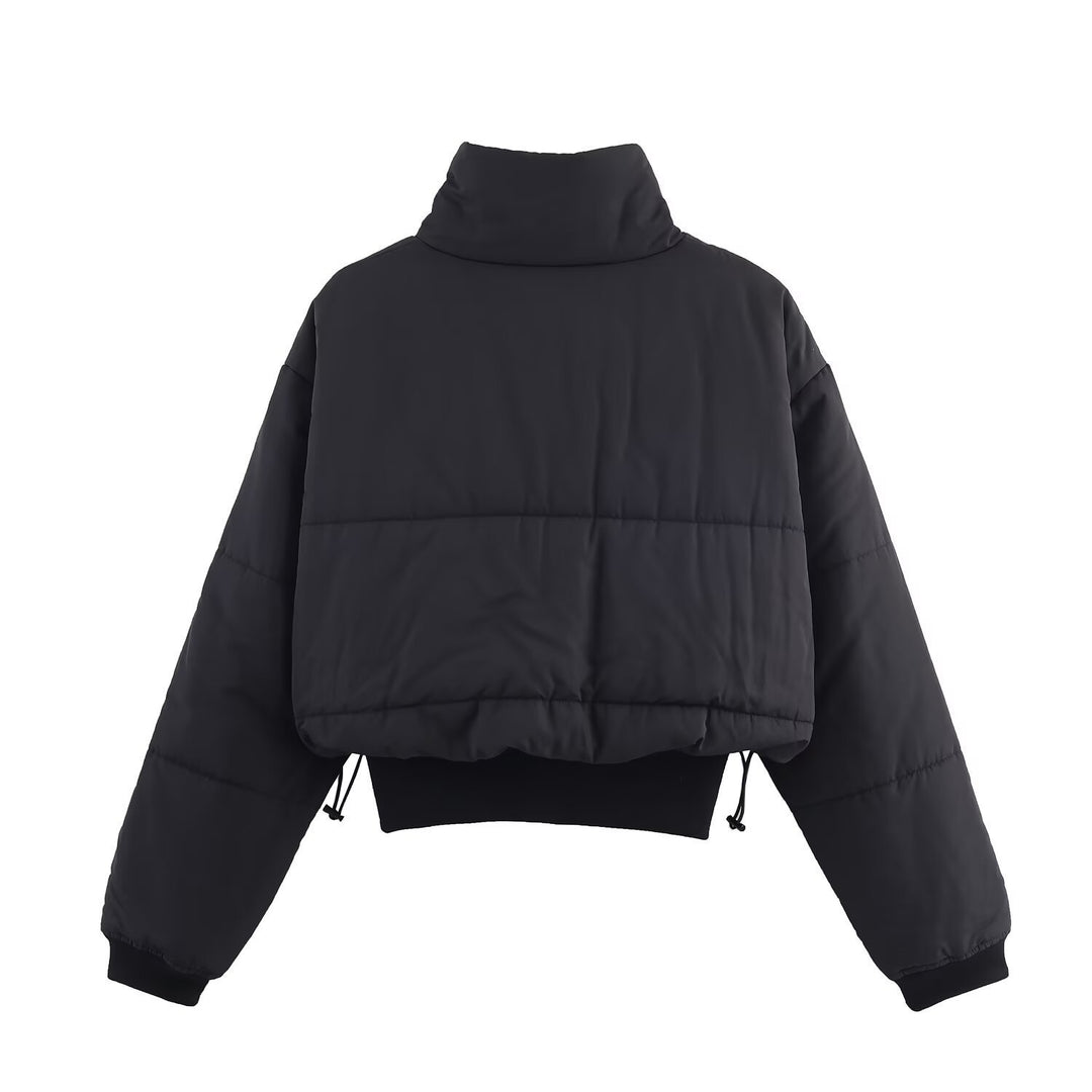 Ladies quilted transitional jacket with high collar and decorative zipper Lune London