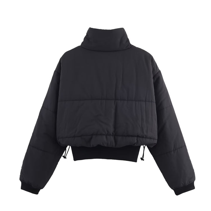 Ladies quilted transitional jacket with high collar and decorative zipper Lune London