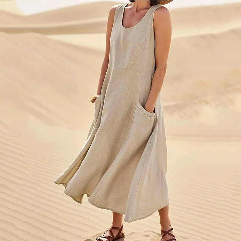 Robe maxi pour femmes avec des poches pratiques et une silhouette ample Chic & Stil