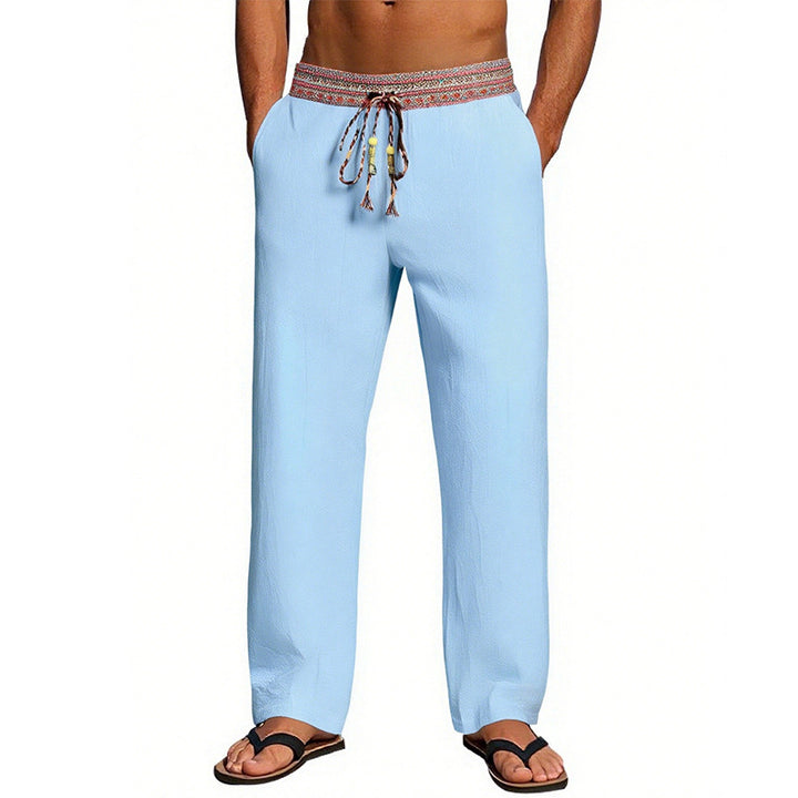 Men's Casual Beach Pants with Elastic Waist and Decorative Drawstring Lune London