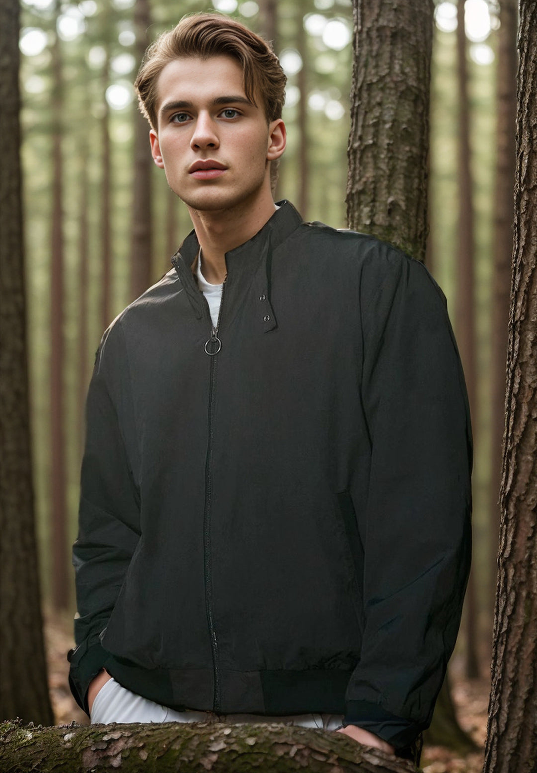 Versatile transition jacket for men with practical pockets and modern high collar Lune London