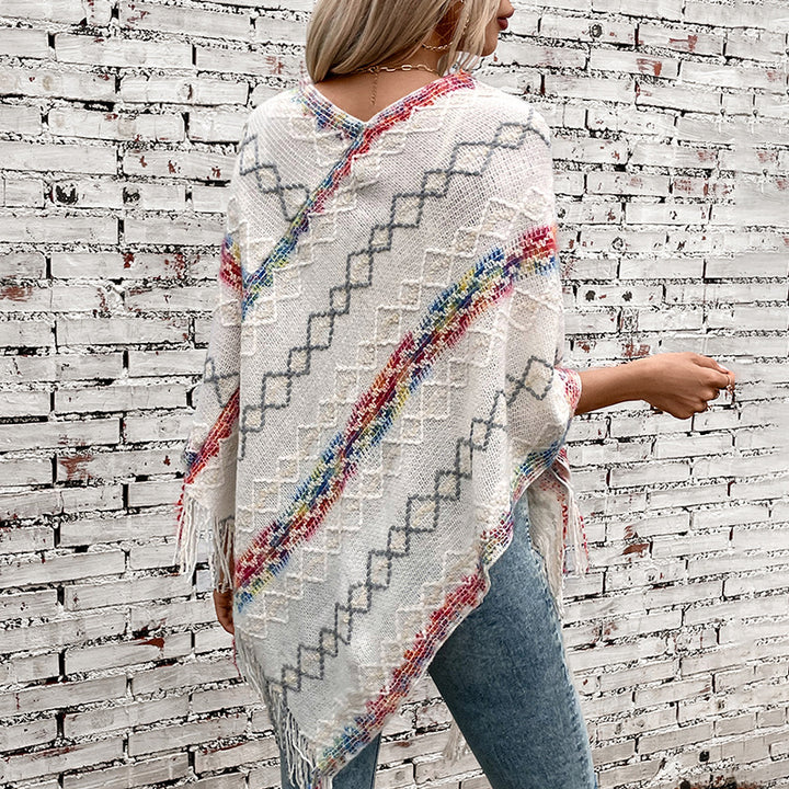 Elegant oversized sweater for women with fringe hem and unique pattern Lune London