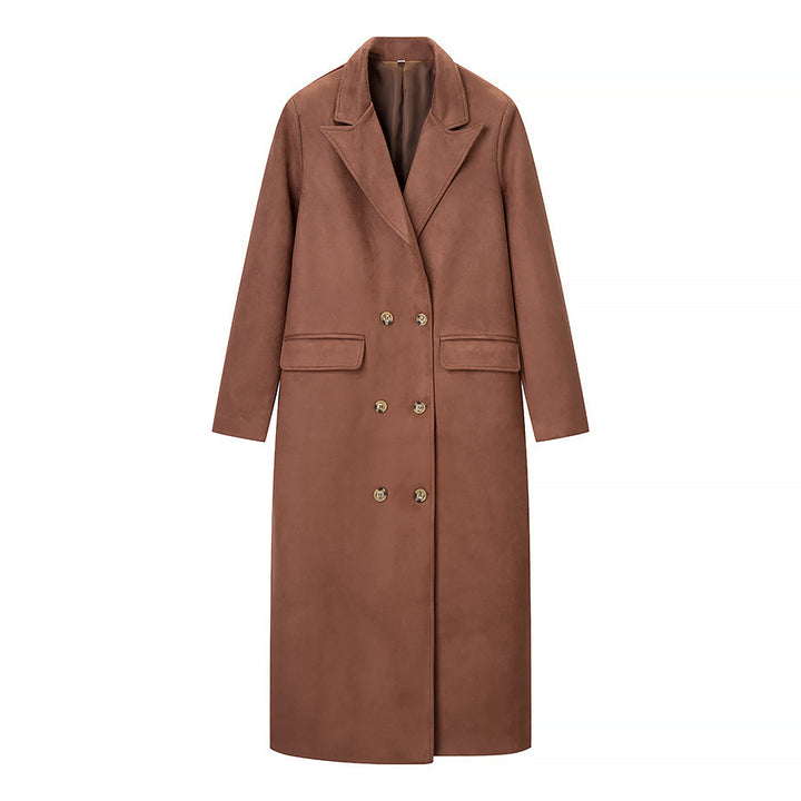 Manteau long élégant pour femmes avec patte de boutonnage double et col pratique Chic & Stil