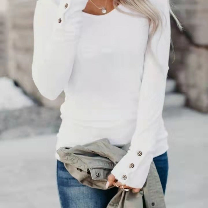 Women's long sleeve t-shirt with elegant buttons Lune London