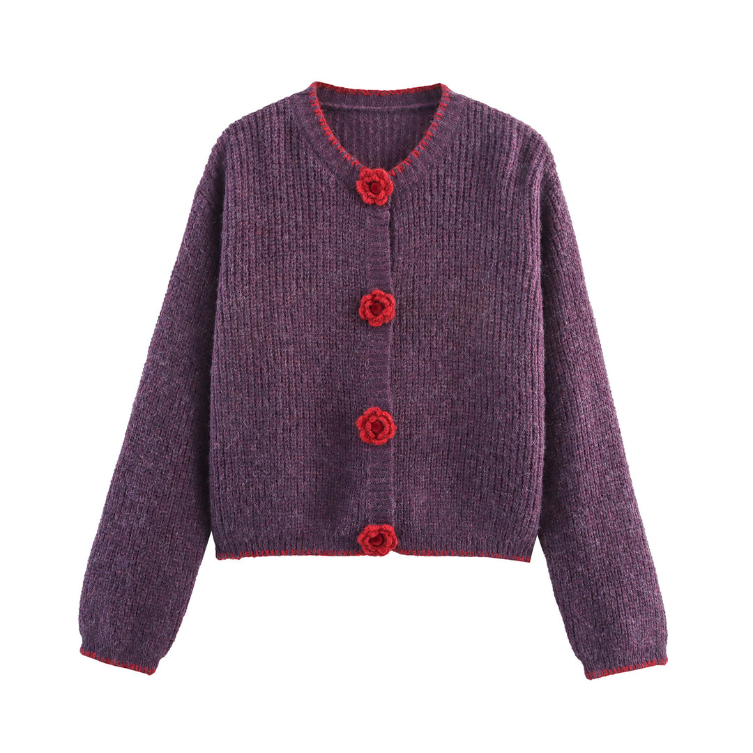 Women's knit jacket with decorative floral buttons Lune London