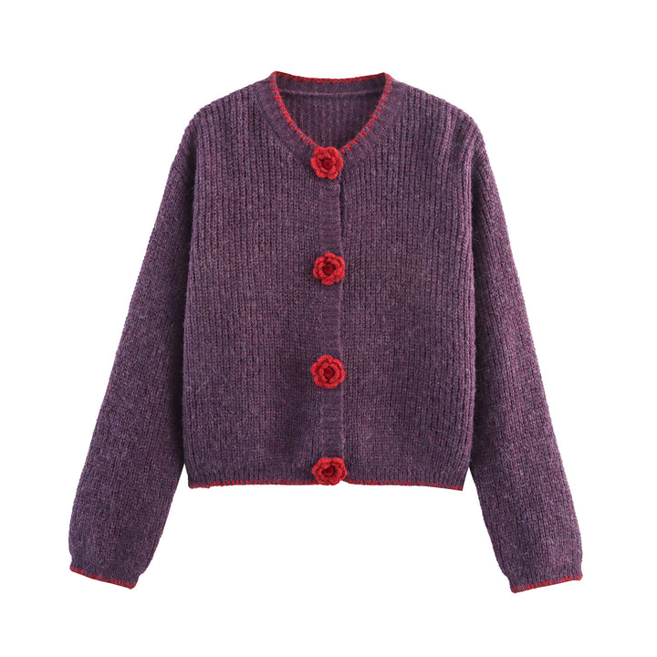 Women's knit jacket with decorative floral buttons Lune London