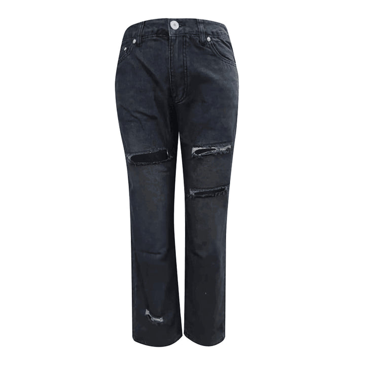 Women's fashionable destroyed jeans in a casual cut with high pockets and unique details Lune London