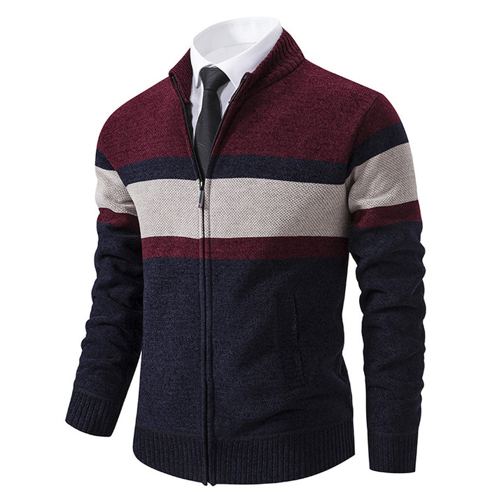 Men's knitted jacket with textured design and high collar Lune London