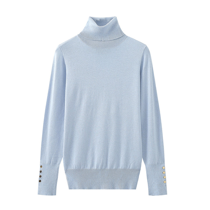 Ladies' turtleneck sweater with elegant button details Lune London