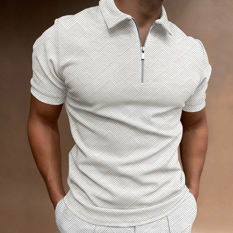 Men's Short Sleeve Polo with Structured Zip Lune London