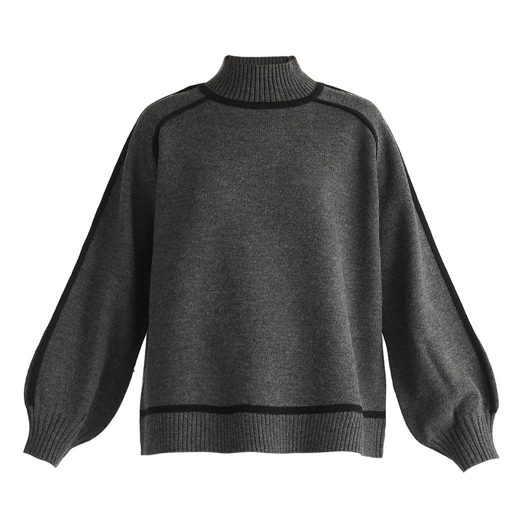 Trendy turtleneck sweater for women with contrast stripes and a relaxed fit Lune London