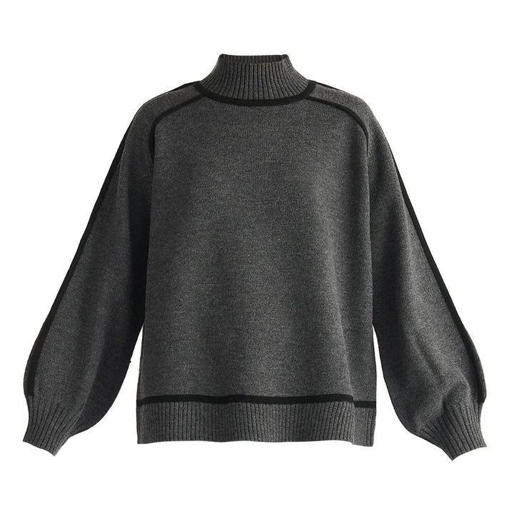 Trendy turtleneck sweater for women with contrast stripes and a relaxed fit Lune London