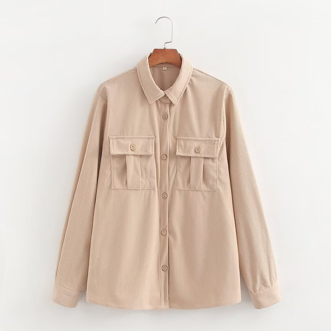 Utility shirt for ladies with applied pockets and textured fabric Lune London