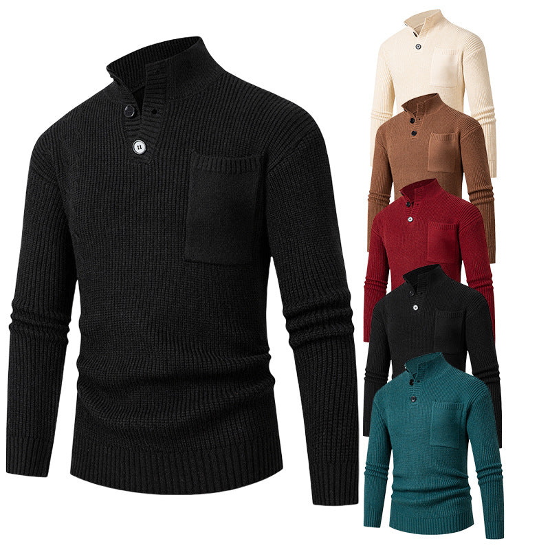 High-quality cotton men's sweater with Modal pattern and chest pocket Lune London