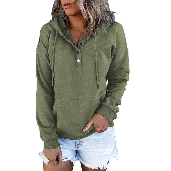 Ladies hoodie with integrated button placket Lune London