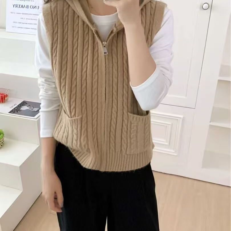 Gilet en tricot pour femmes avec fermeture éclair et motif tricoté élaboré Chic & Stil