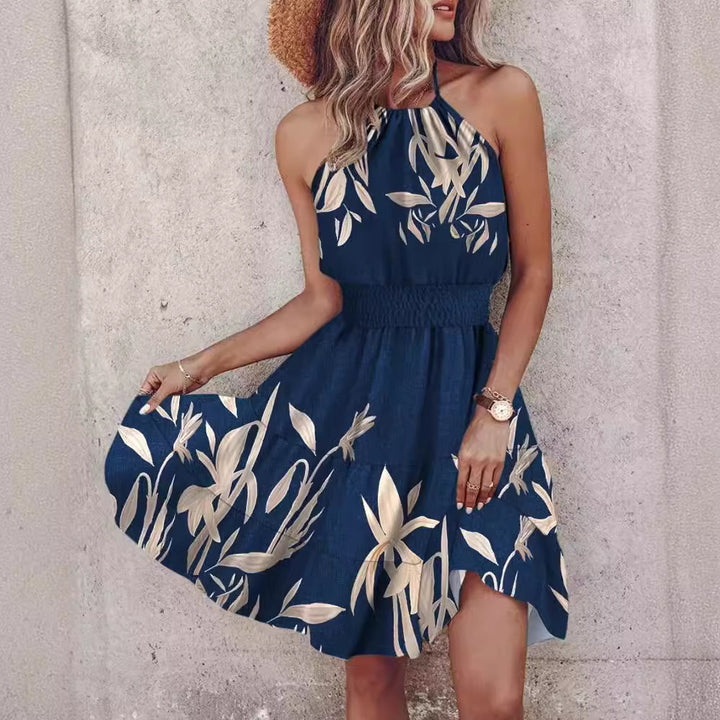 Women Halter Neck Bohemian Mini Dress Lune London