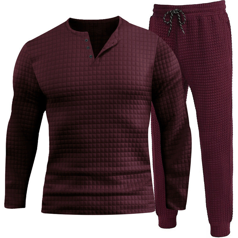 Three-piece set for men with textured long sleeve t-shirt and jogger pants Lune London