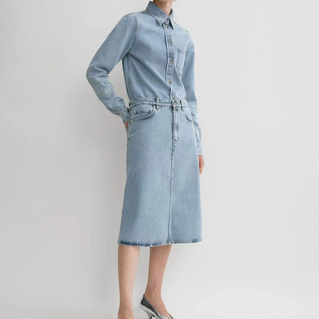 Classic A-line denim skirt for women Lune London