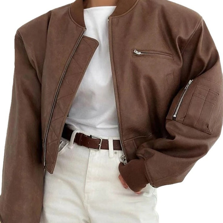 Lune London faux leather bomber jacket for women